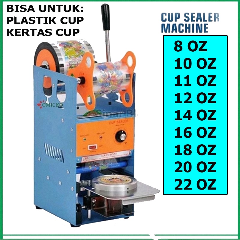 Sealing Machine Plastik dan kertas cup Mesin Cup Sealer 8, 10, 12, 14 , 16 ,18, 20, 22 OZ Press Gelas Plastik Max gelas Ukuran 22oz