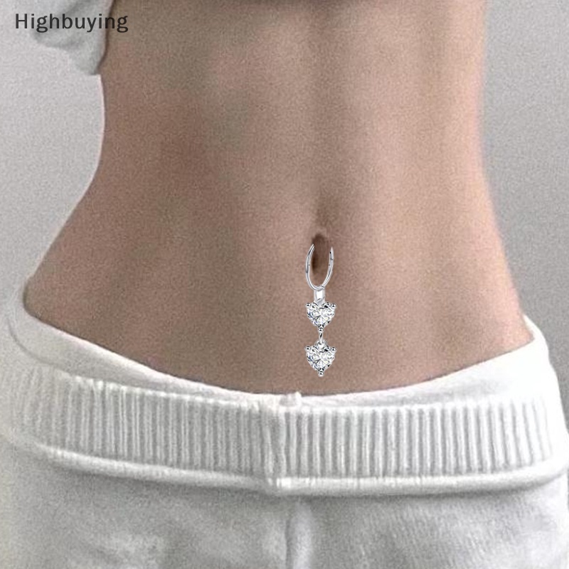 Hbid Fashion Shiny Zircon Hias Kupu-Kupu Liontin Pusar Cincin Stainless Steel Belly Button Ring Indah Pusar Tubuh Fashion Perhiasan Glory