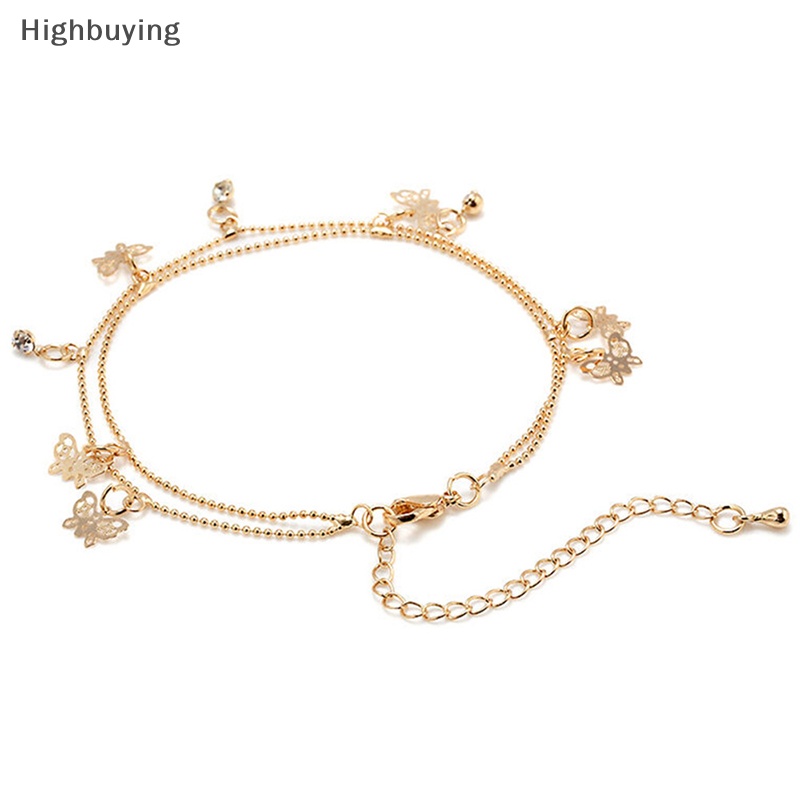 Hbid Fashion Charm Barefoot Sandal Golden Butterfly Gelang Kaki Ankle Chain Jewelry Glory