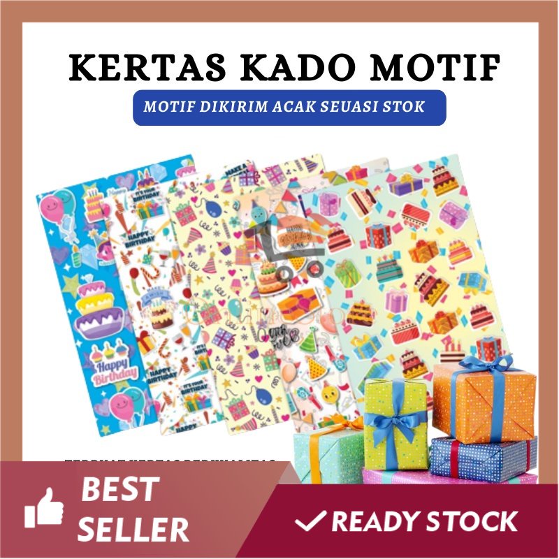 

OS -F302- Kertas Kado / 1 Pcs Kertas Kado Aneka Gambar Random / Kertas Kado Perpcs
