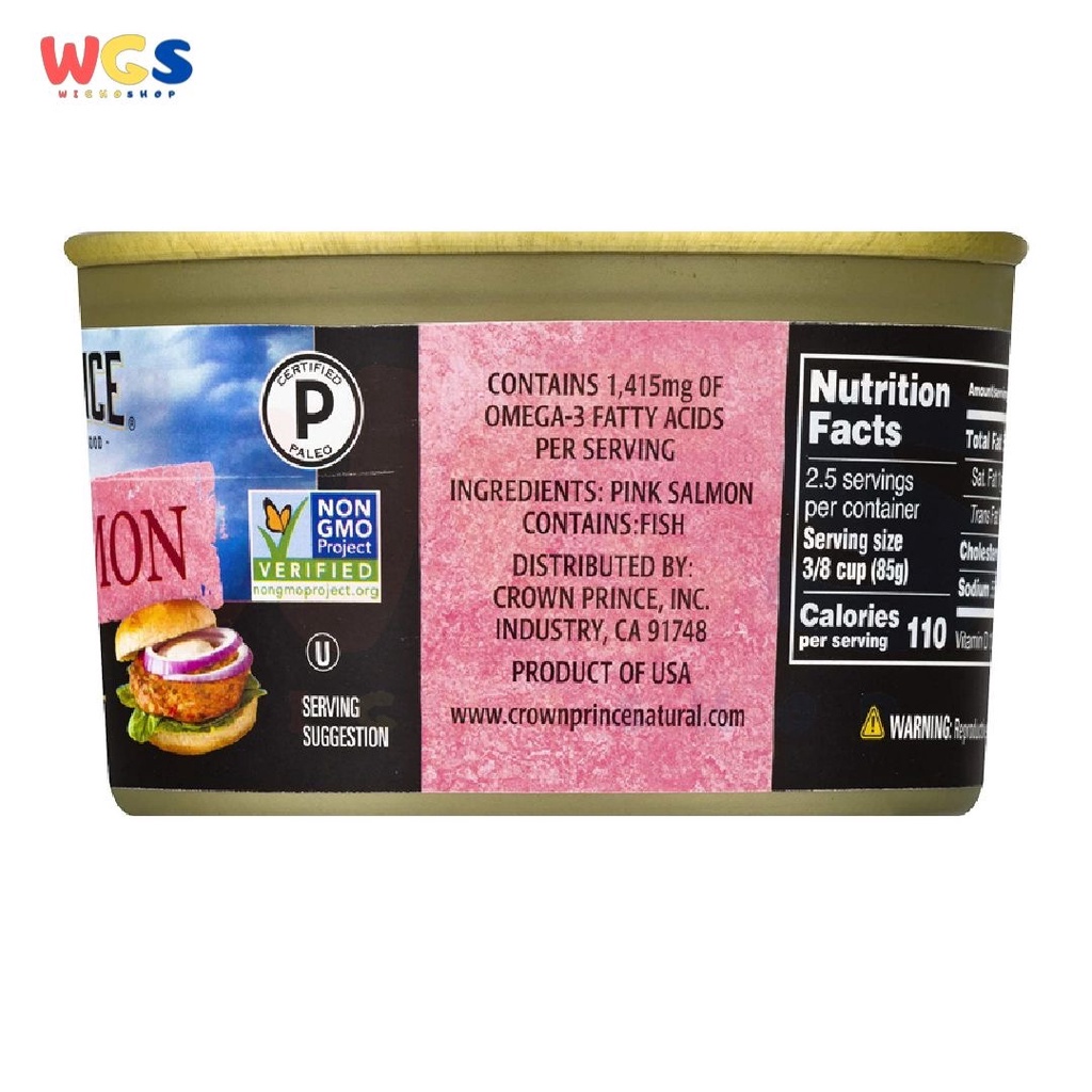 Crown Prince Natural Pink Salmon Wild Caught Non GMO 7.5oz 213g