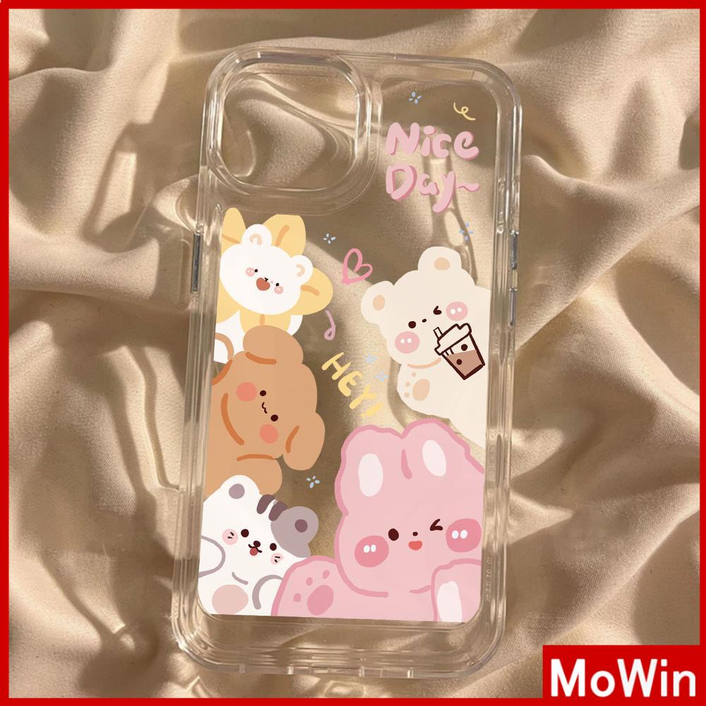 For iPhone 14 Pro Max iPhone Case Clear Case TPU Soft Case Shockproof Plating Button Cute Cartoon Bear Rabbit Compatible with iPhone 13 Pro max 12 Pro Max 11 xr xs max 7Plus 8Plus