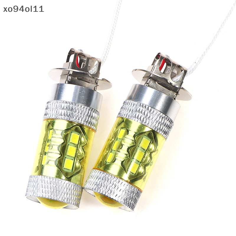 Xo 2pcs Lampu Kabut LED 12-24V H3 80W 16smd LED Car Fog Light Kuning Daya Tinggi OL