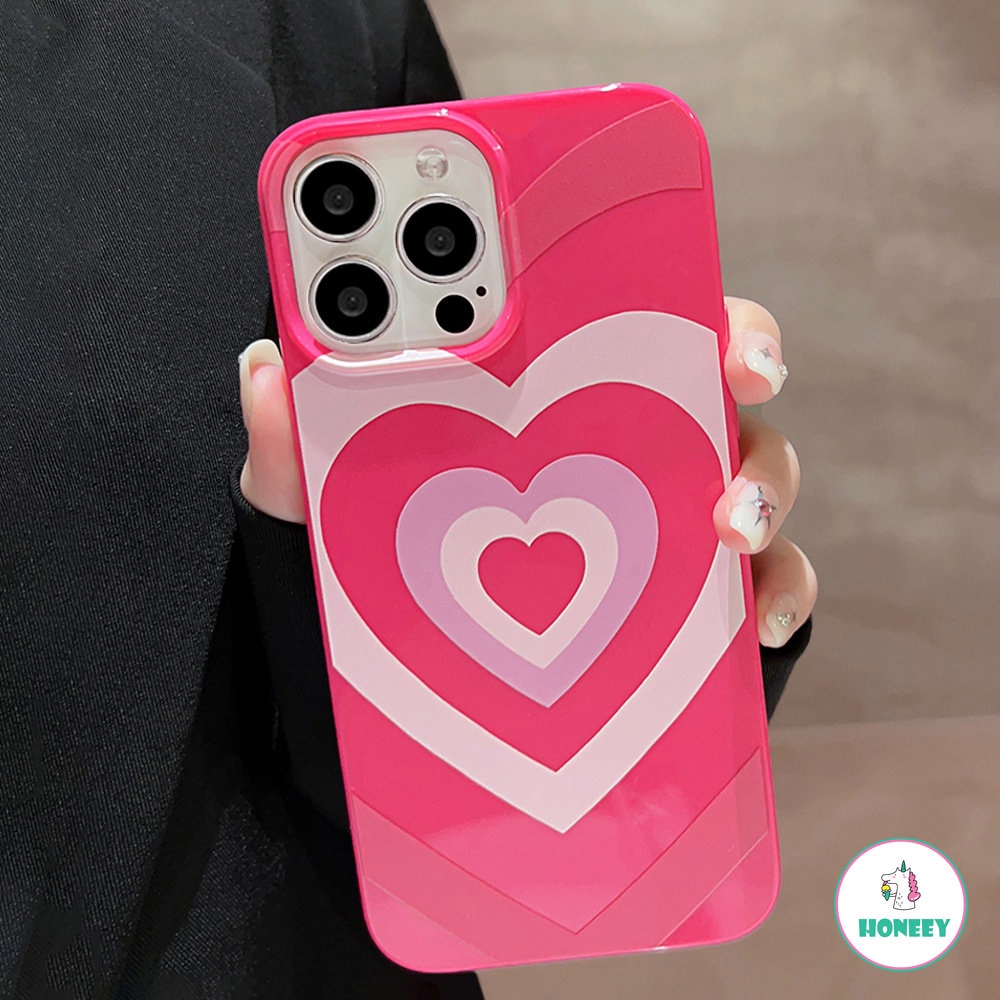 IPHONE Retro Pop Gadis Kartun Pink Hitam Love Art Phone Case Untuk Iphone14 13 12 11 Pro Max Xr Xs 7 8 Plus Case Lucu Soft Cover