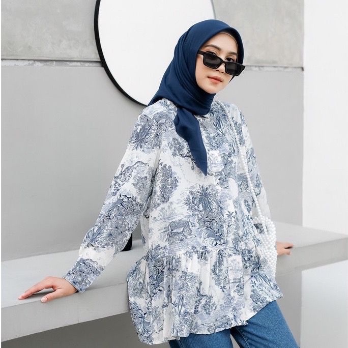 BEFAST - ZFS OOTD WANITA BLOUSE IRNA / HARVI DYOR PREMIUM BLOUSE / Atasan Wanita Lengan Panjang / Pakaian Casual Wanita / Blouse Motif Bunga-Bunga / Fashion Kekinian Remaja ABG Trendy / Outfit Daily Kerja Wanita