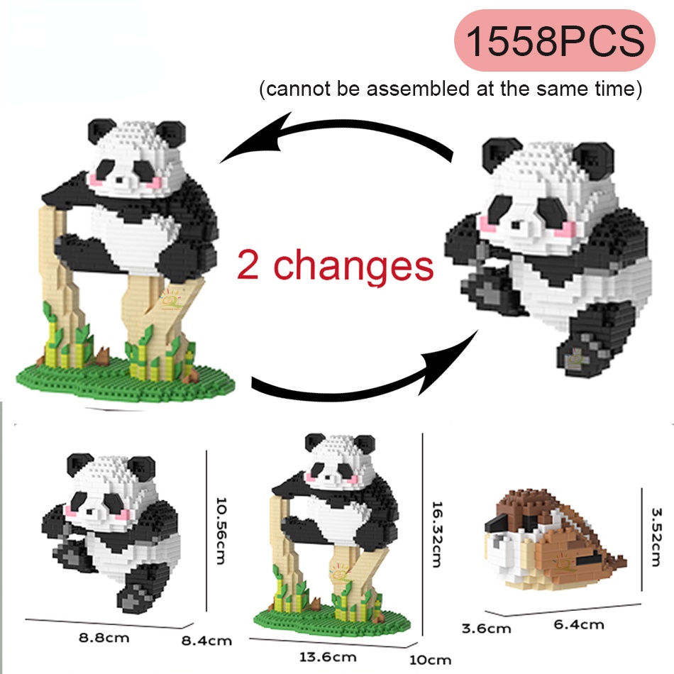 Mainan Puzzle Anak Baru Partikel Kecil Panda Blok Bangunan Model Rakitan Mainan Dekorasi Desktop Mainan Hadiah Hari Anak Hadiah Ulang Tahun