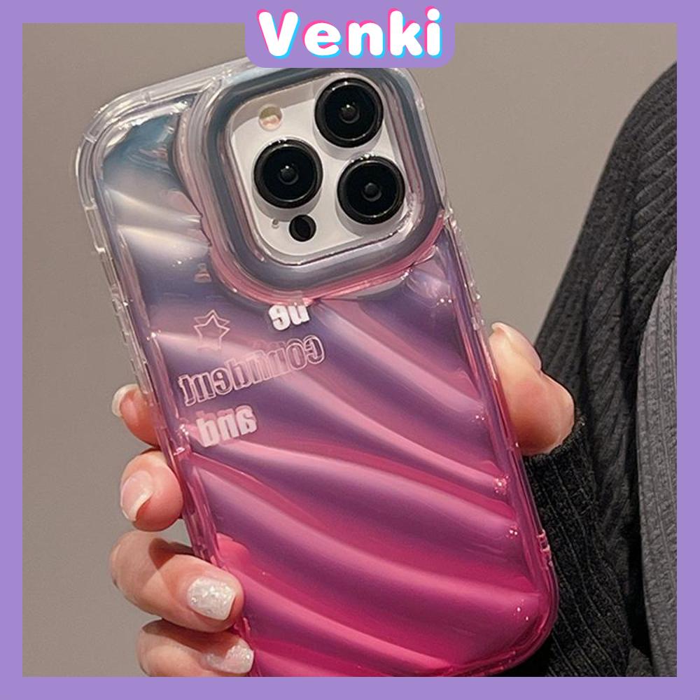 VENKI - For iPhone 11 iPhone Case Laser Reflective Transparent Phone Case TPU Soft Shockproof Airbag Case Protection Gradient Pink English Compatible with iPhone 14 13 Pro max 12