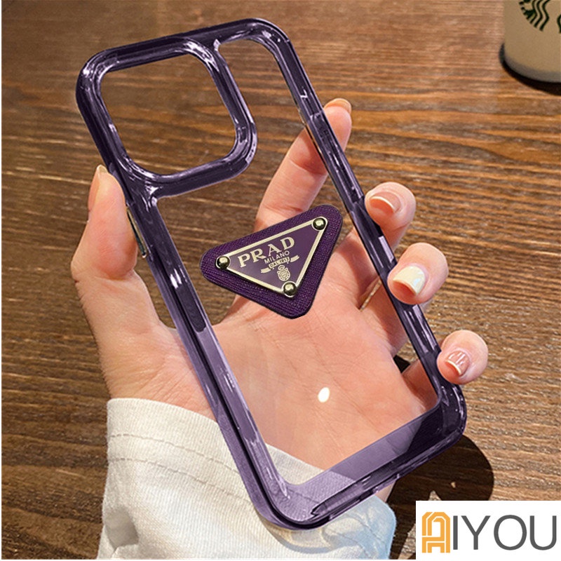 3D PRADAa (2 Gen) Hard Case Silikon Transparan Untuk compatible for Iphone 14  13 12 11 Pro Max Xs Max Xr X 7 + 8 Plus