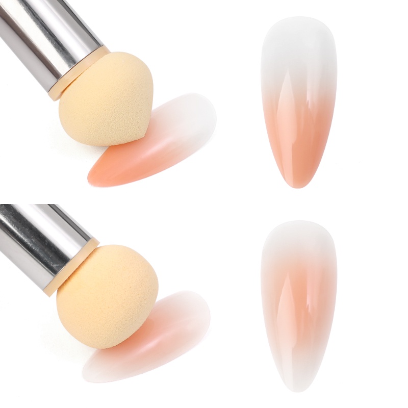 Kuas Pen Nail Art Gradasi Dua Kepala/Akrilik Berlian Imitasi Gagang Spons Kuku Manicure Tools