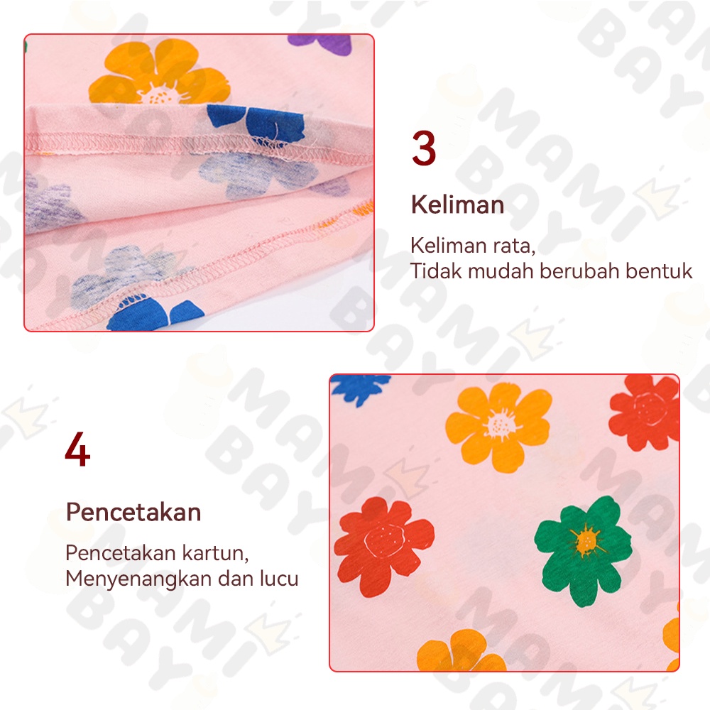 OKEYI Set Piyama Lengan Pendek Anak Motif Bunga Pajamas/Baju Tidur Anak Bayi