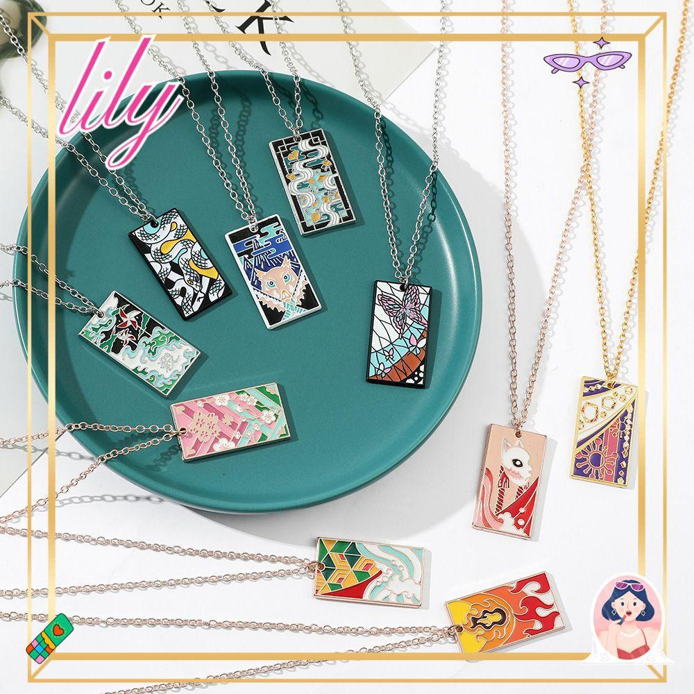 LILY Kalung Wanita Demon Slayer Fashion Plat Logam Menetes Minyak Hadiah Hari Valentine Vintage Choker