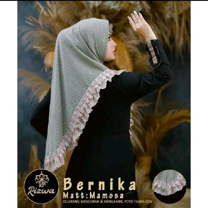 Jilbab Instan Bernika Renda Bahan Jersey Mamosa  By Rizwa