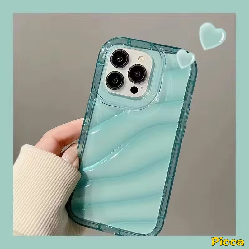 IPHONE Casing Bening Simple Mewah Kompatibel Untuk Iphone11 7Plus XR 11 14 13 12 Pro MAX 6 6S 7 8 Plus X XS MAX SE 2020 INS Warna Permen Stereo 3D Baru Kreatif Bergelombang Penutup Tahan Guncangan