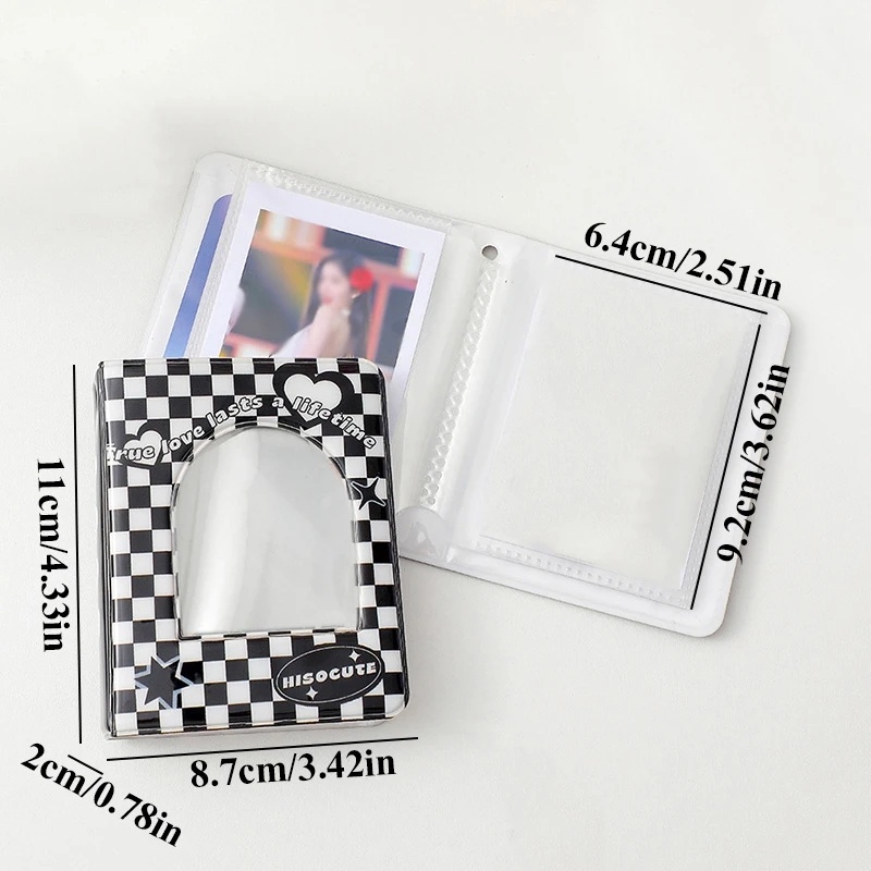 3inci INS Gaya Kreatif Hitam Putih Cetak Melubangi Album Foto Penyimpanan Foto Koleksi Buku Plug-in Portable Mini Photocard Holder