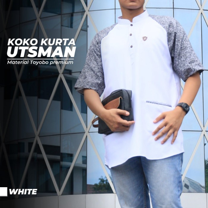 Baju Kemeja Koko Pria Model Utsman Bahan Katun Toyobo Premium