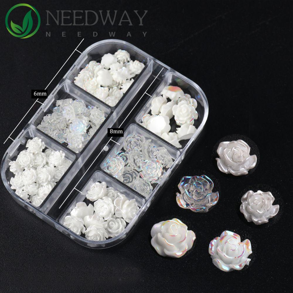 Needway   Camellia Nail Charms Bentuk Bunga Jepang-Korea DIY Manicure Tools Shiny Crystal Nail Rhinestones