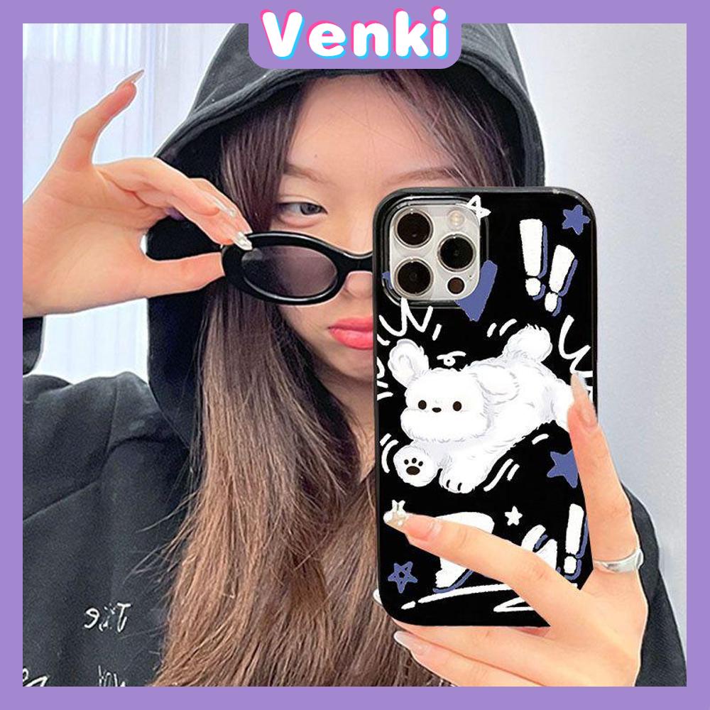 VENKI - Untuk iPhone 11 iPhone Case Hitam Glossy TPU Soft Case Shockproof Protection Camera Pump Cute Cat Dog Kompatibel dengan iPhone 14 13 Pro max 12 Pro Max xr xs max 7 8