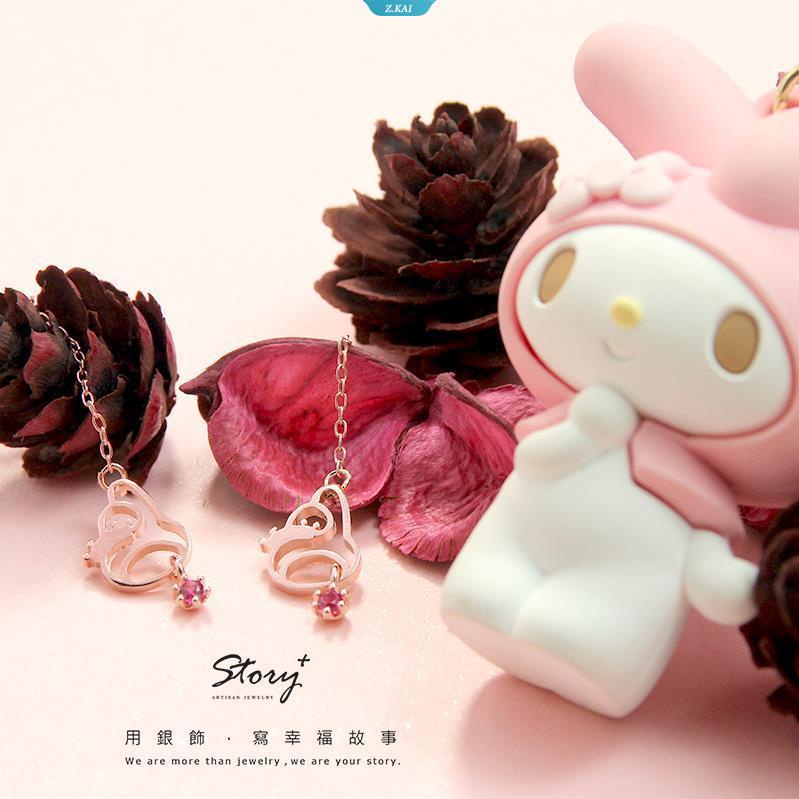 Anime Sanrio Stud Earrings Kawaii My Melody Aksesoris Lucu Rose Gold Sterling Silver Perhiasan Terbatas Hadiah Hari Valentine [ZK]