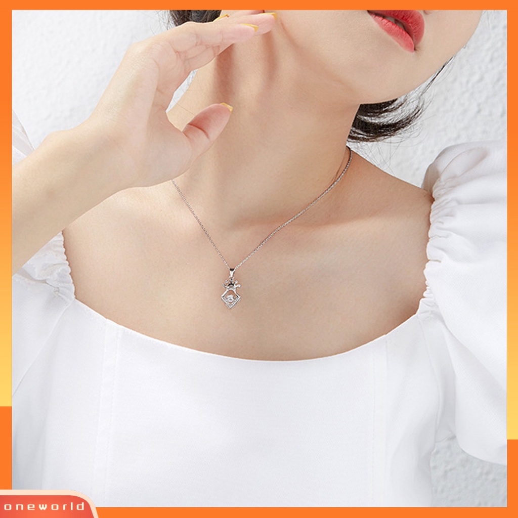 [ONE] Silverhoo Wanita Kalung Hollow Mahkota Leher Dekorasi Berlian Imitasi Klavikula Necklace Untuk Hadiah