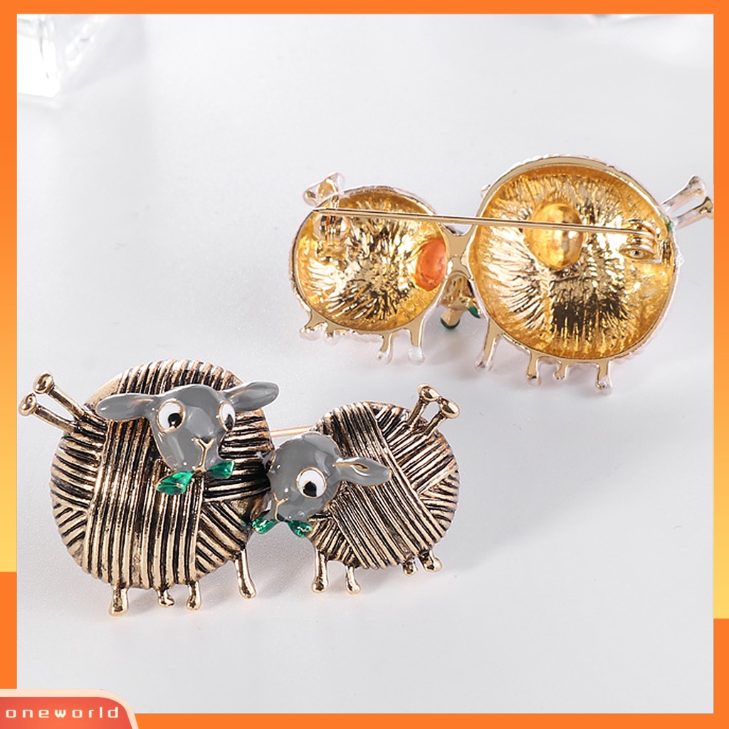 [ONE] Vintage Bola Benang Bentuk Domba Ganda Bros Pin Perhiasan Aksesori Pakaian