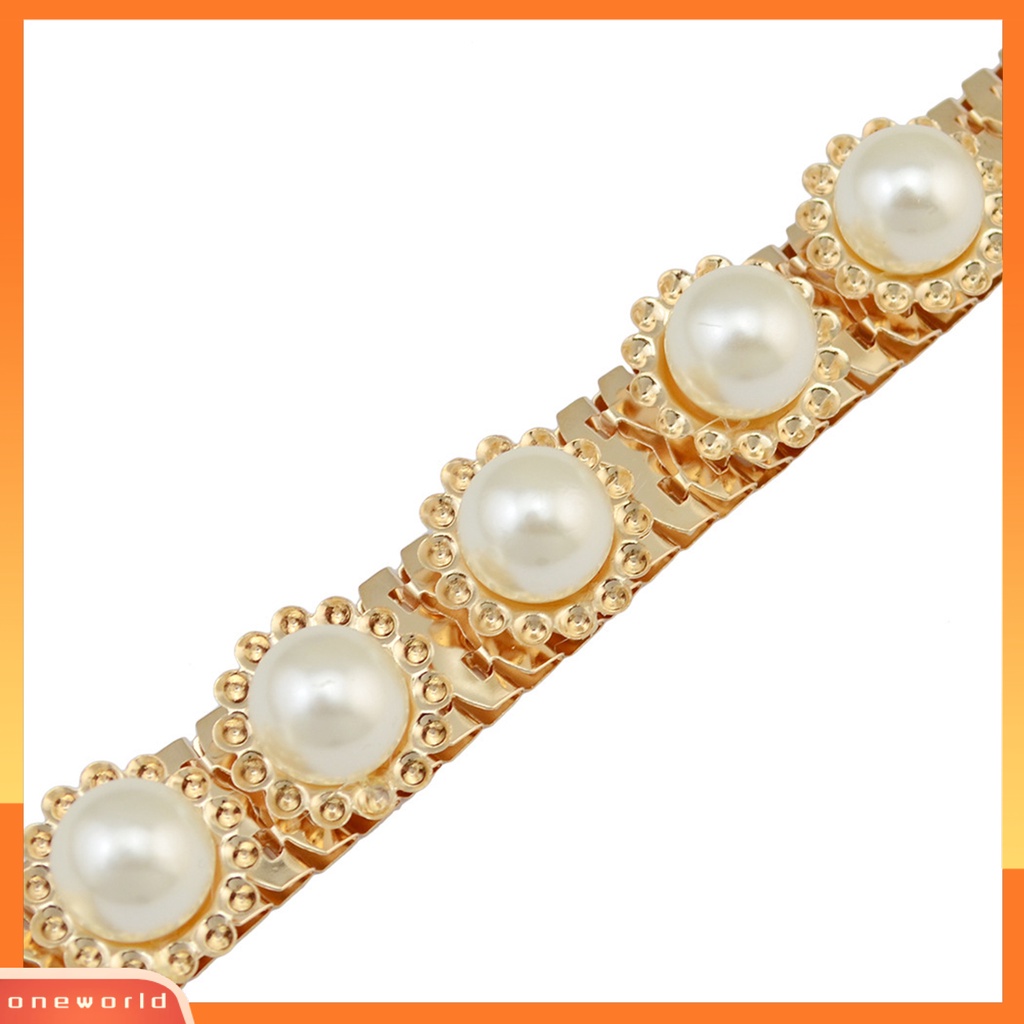 [ONE] Mutiara Imitasi Dekorasi Berlian Imitasi Wanita Kalung Alloy Adjustable Rantai Ular Kerah Kalung Perhiasan Aksesori