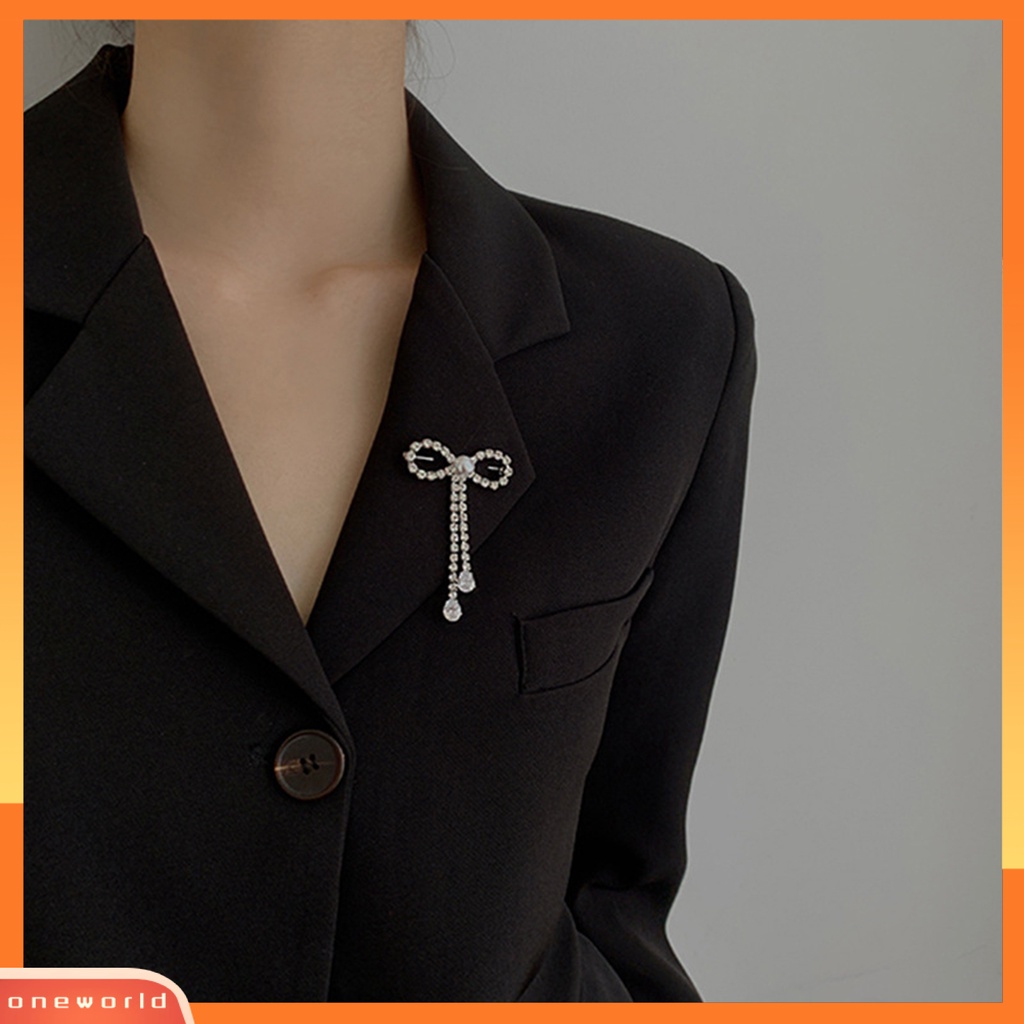 [ONE] Bros Pin Busur Mutiara Imitasi Perempuan Berkilau Tahan Lama Bros Baju Dekor