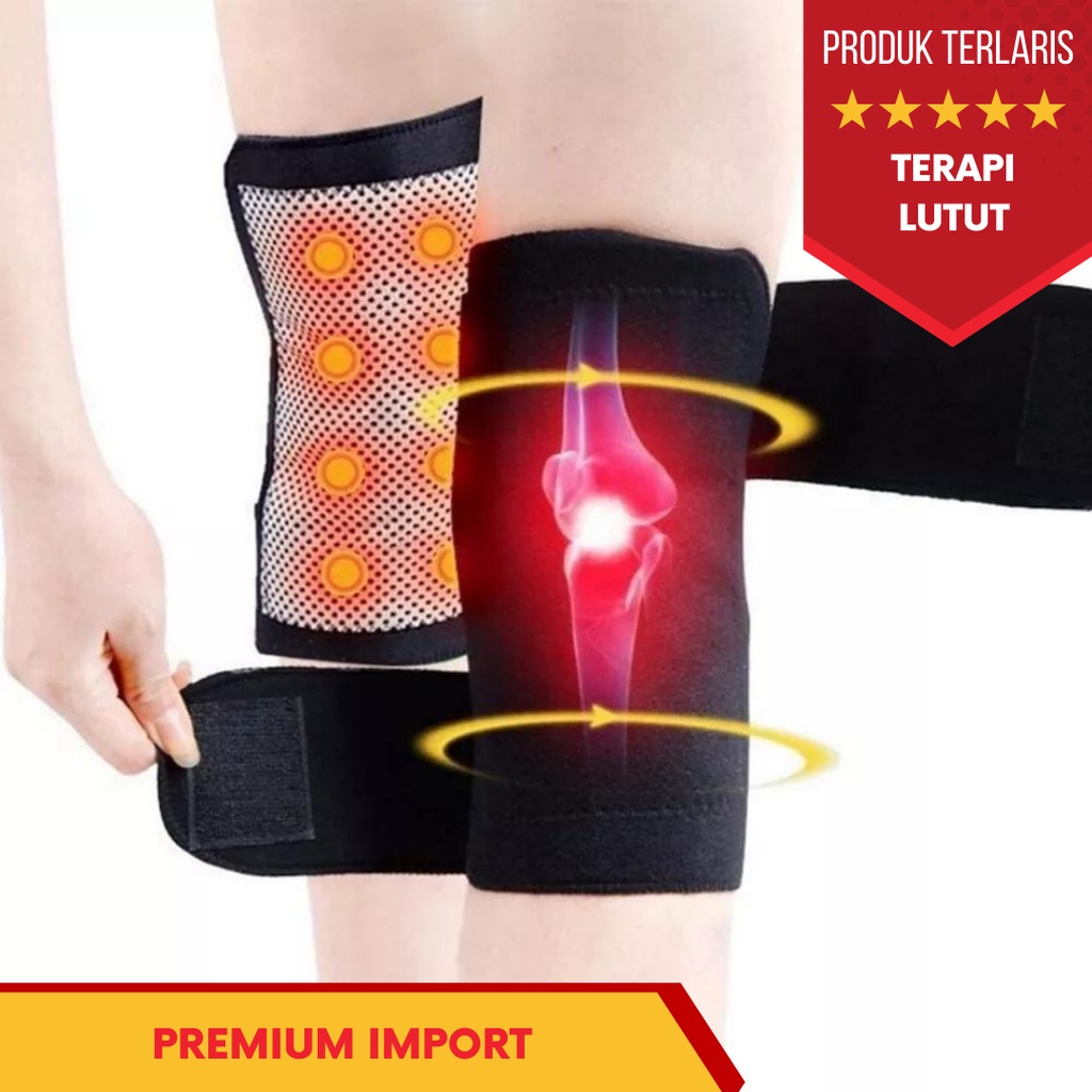 Sabuk Terapi Lutut Deker Lutut Hangat Tourmaline Magnetic Redakan Nyeri
