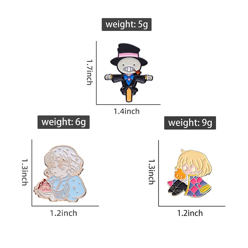 Howl Sophie Calcifer Enamel Pin Scarecrow Turnip Bros Lapel Badges Kartun Film Perhiasan Hadiah Untuk Anak-Anak Teman Penggemar