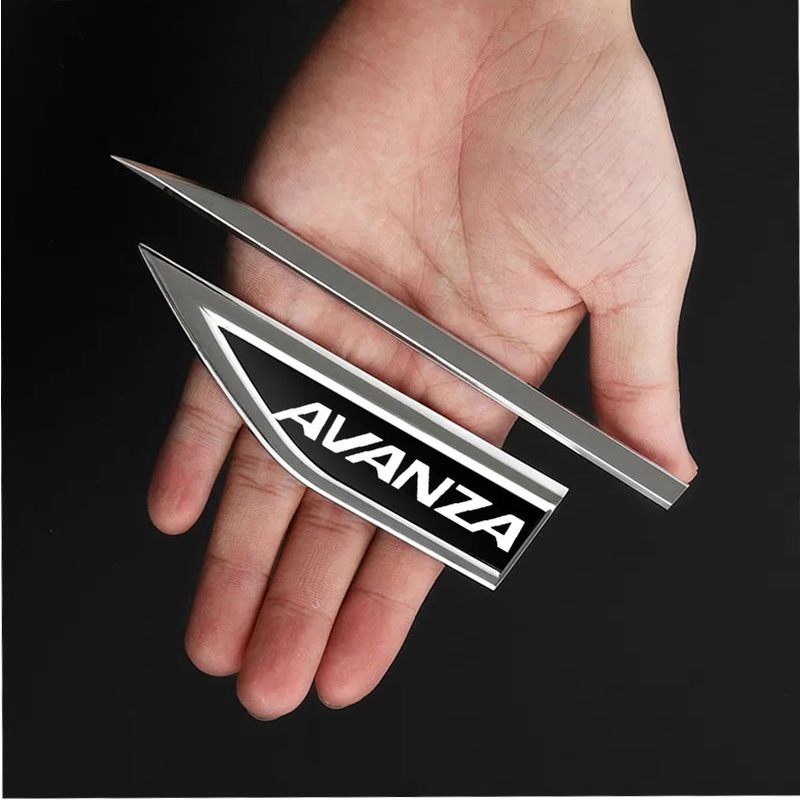 1set Stiker Fender Pintu Mobil Stainless Steel Metal Side Logo (Kiri Kanan) Untuk Aksesoris Toyota Avanza