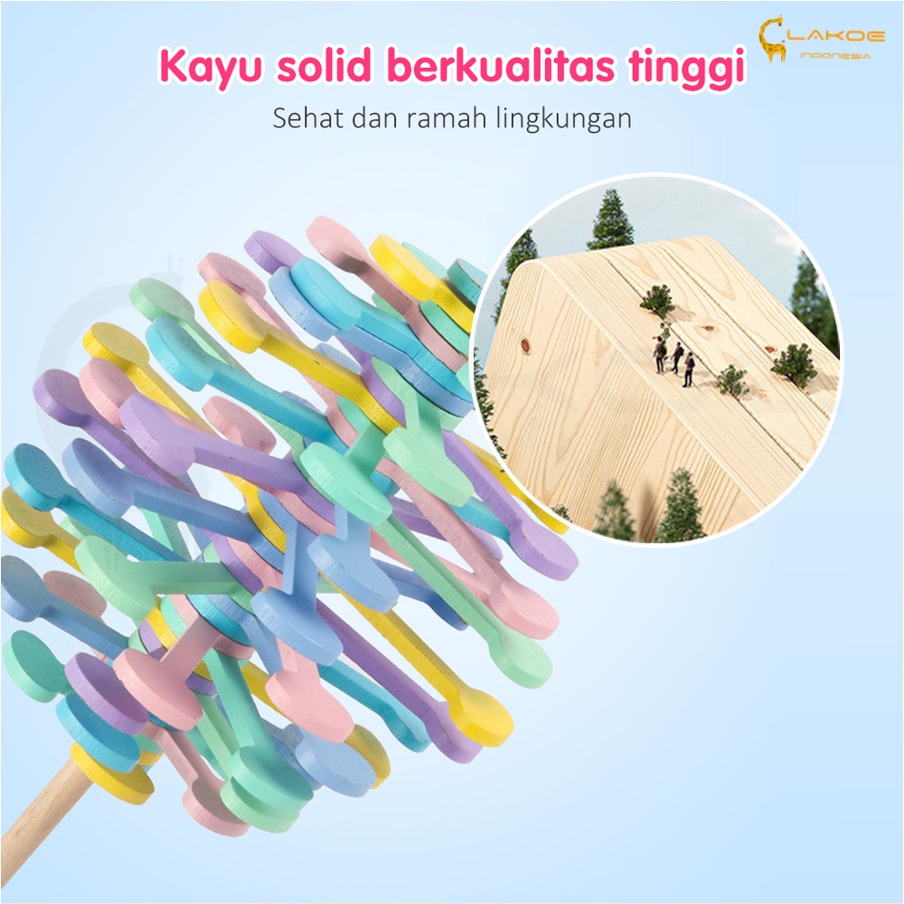 LAKOE Kayu Spiral Lolipop/Mainan lollipop berputar kayu/Mainan Seni Dekorasi Hadiah Anak