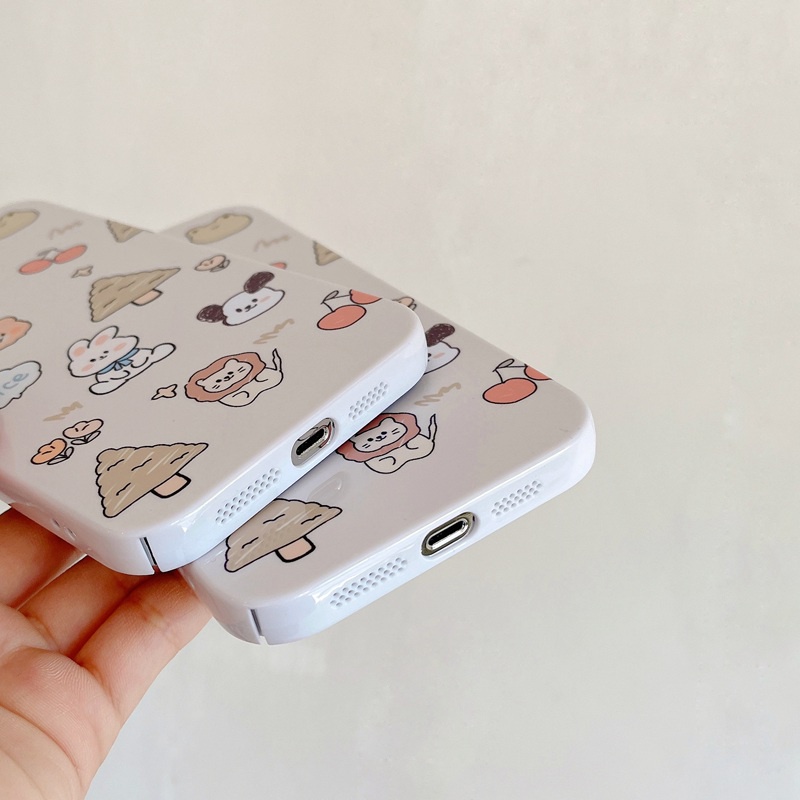 IPHONE Casing Plastik Keras Kartun Animal Bagus HP iP Iphone14+Plus X XS XR 11 12 13 Pro Max FTD Woman Girl Casing Apple