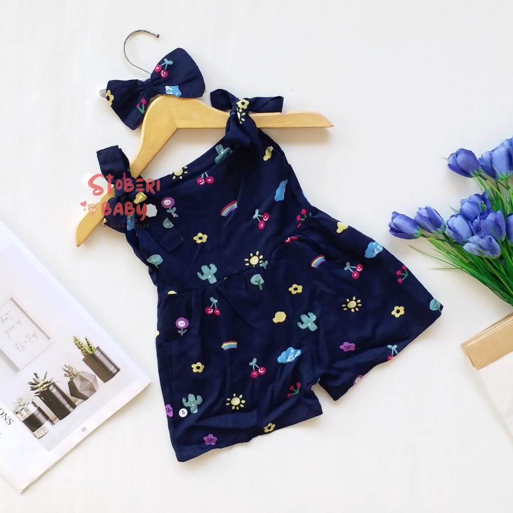 stoberi baby - BBB JUMPSUIT HANA setelan anak perempuan jumper bayi motif bunga lucu free headband PART 2