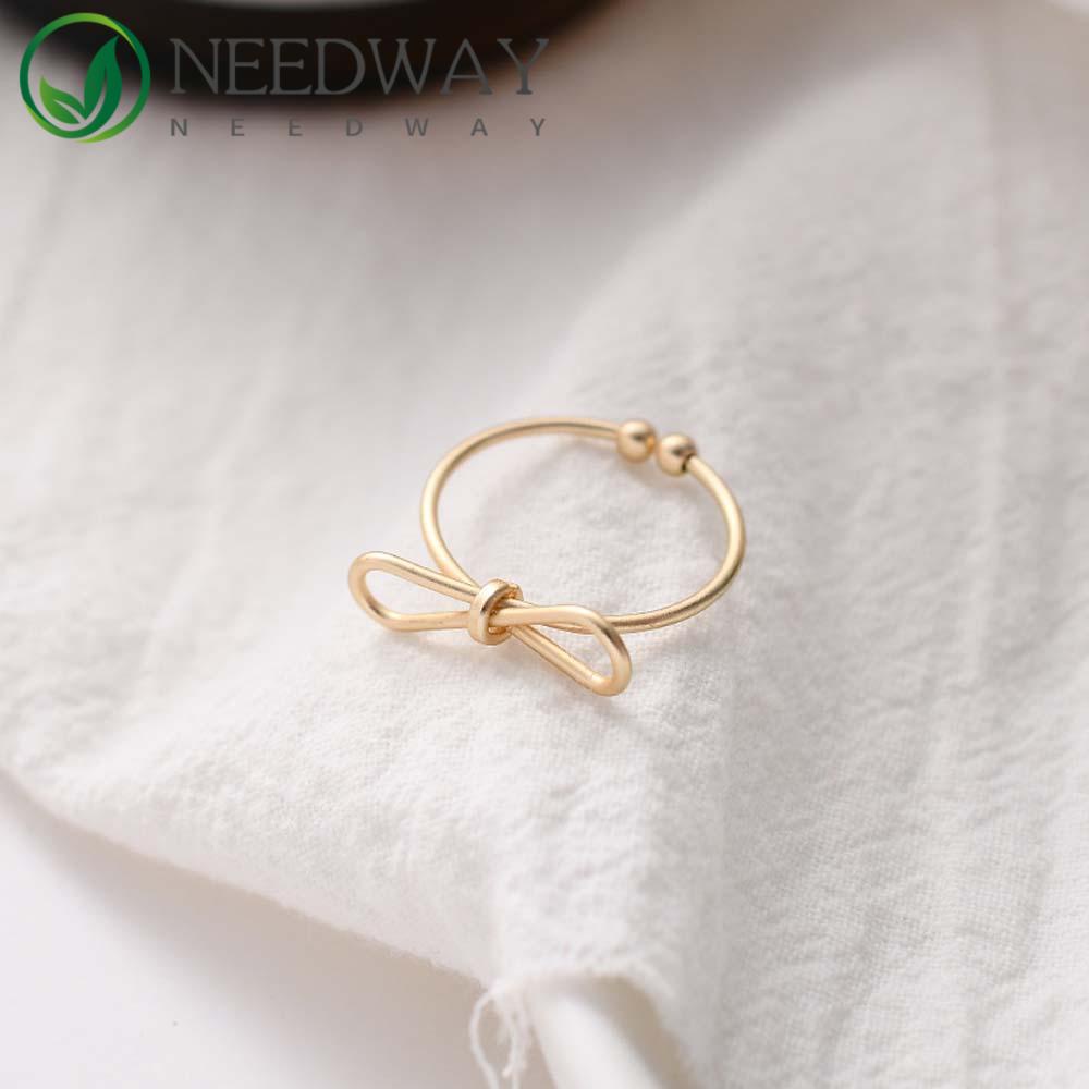 Needway   Cincin Gadis Sederhana Korea Busur Matte Perhiasan Fashion