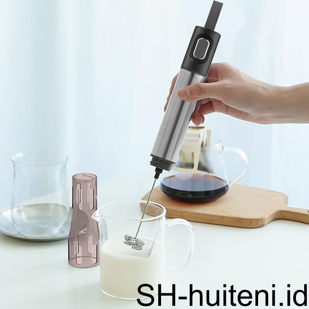 Milk Frother Elektrik Kecil Baja Pengocok Telur Pengaduk Dioperasikan Baterai Travel Whisk Foamer Stirring Alat Baking Utensil Kopi