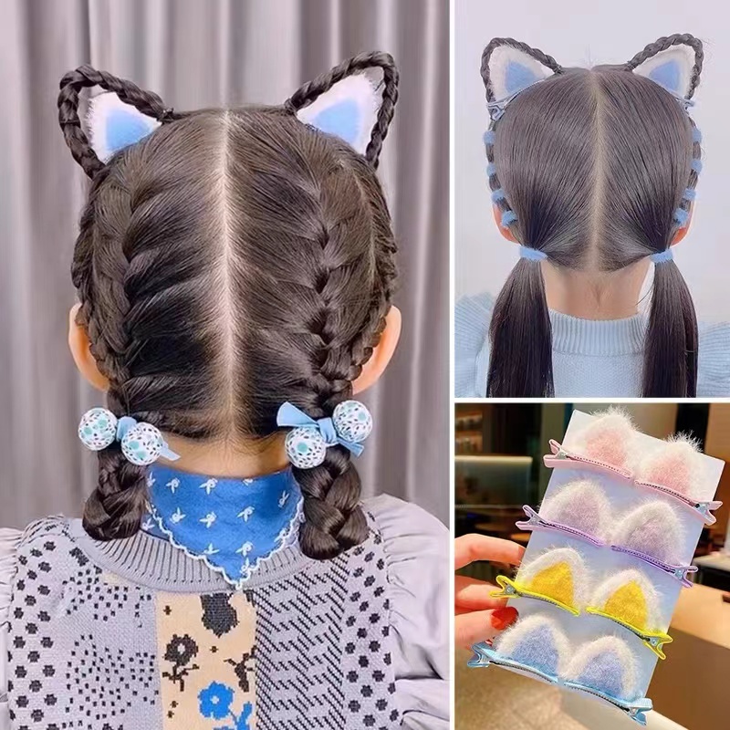 Jepit Rambut  Anak H470 Style Korea Lucu Motif Telinga Kucing Jepit Rambut Bulu Model Aksesoris Anak Mallshop