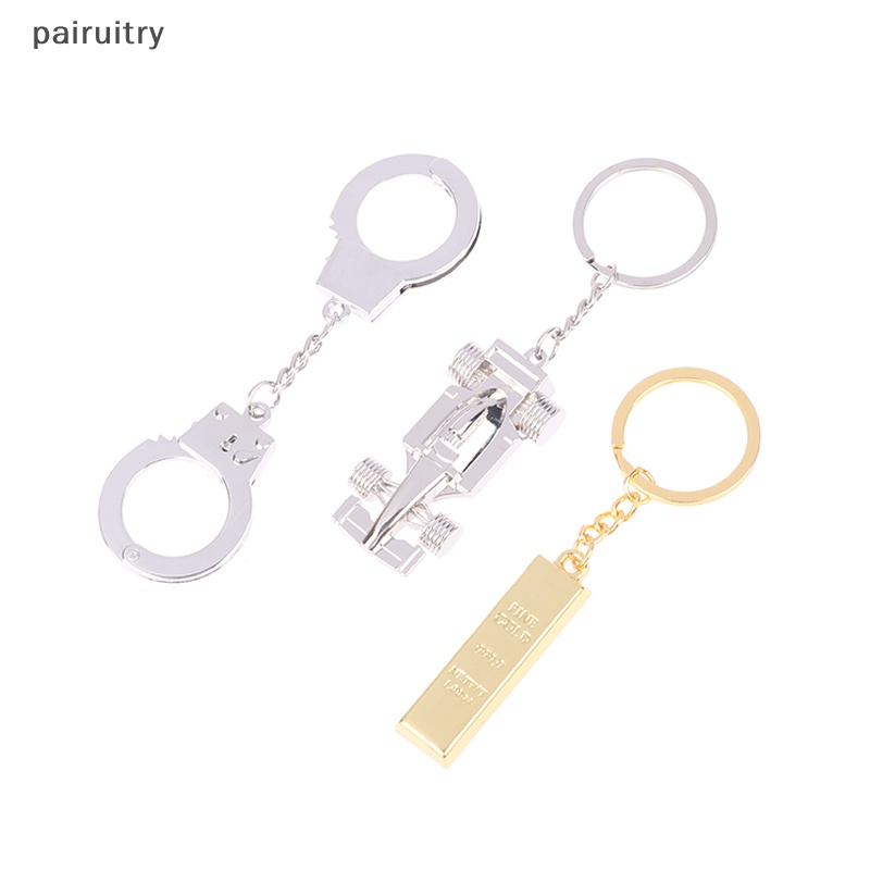 Prt Lucu Emas Zinc Alloy Persegi Panjang Gantungan Kunci Mini Gold-color Bar Key Rings PRT