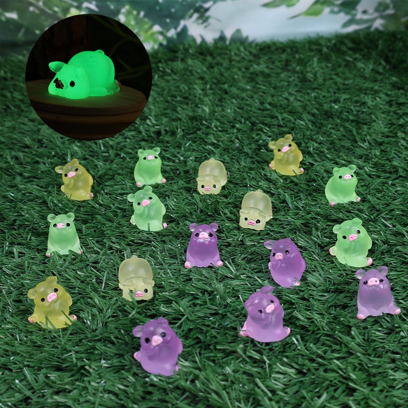 1 /5 /10Pcs Celengan Figurine Glow in The Dark Handmade Ornamen Resin Patung Babi Bercahaya Casing Ponsel DIY Untuk Dekorasi Rumah