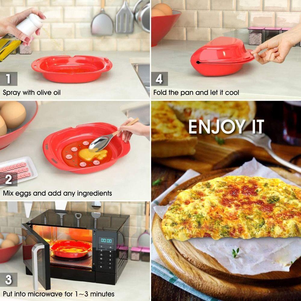 [Elegan] Egg Fryer Nyaman Sederhana Alat Omelet Aksesoris Masak Dapur Microwave Oven Egg Roll Maker