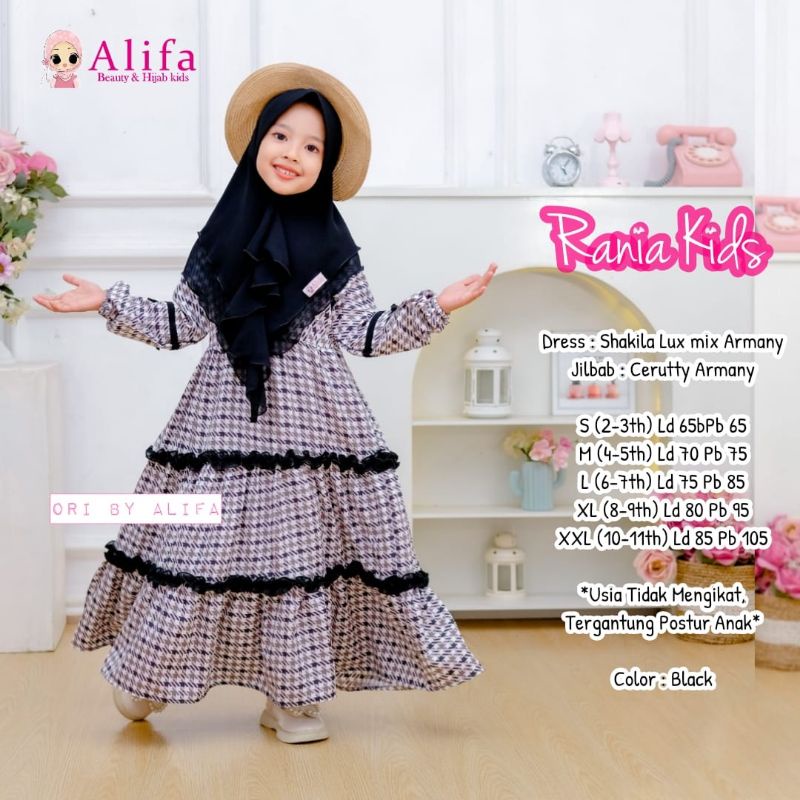 RANIA SYARI ORI ALIFA KIDS | Dress+jilbab Anak