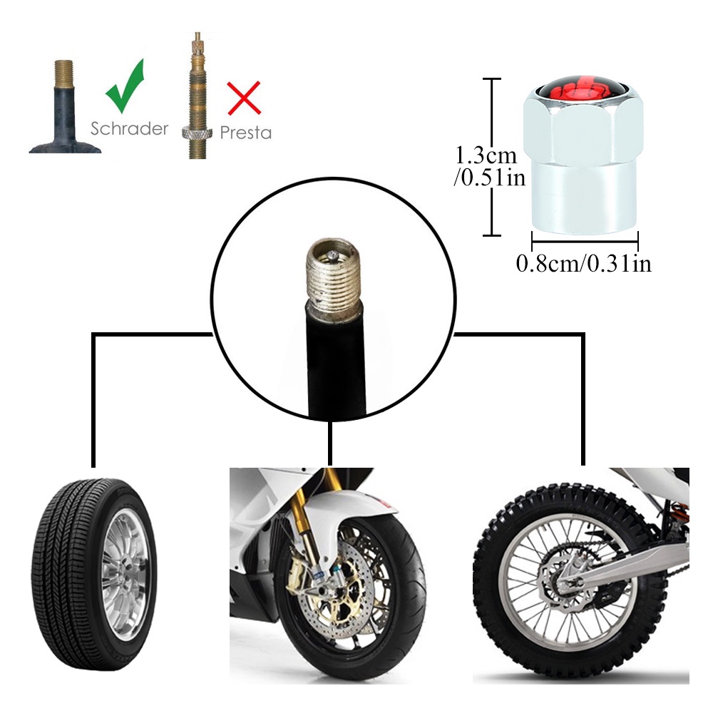 4buah/lot Penutup Roda Mobil Truk Motor Anti Maling Aluminium Wheel Valve Tangkai Katup Ban Tutup Udara Tahan Debu Kedap Udara Cap DAIHATSU Isuzu Honda Toyota