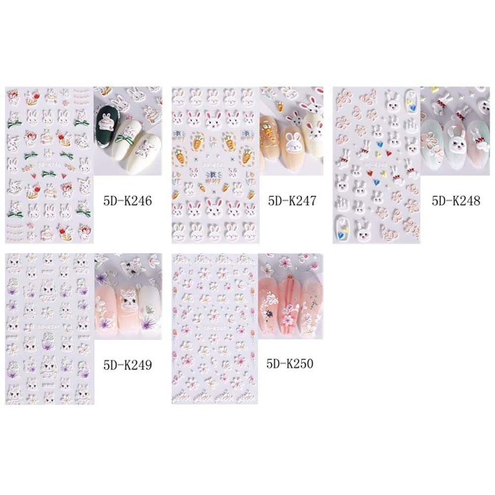 Needway Kartun Stiker Kuku Wanita Perekat Diri Camelia Kelinci Tulip Dekorasi Kuku