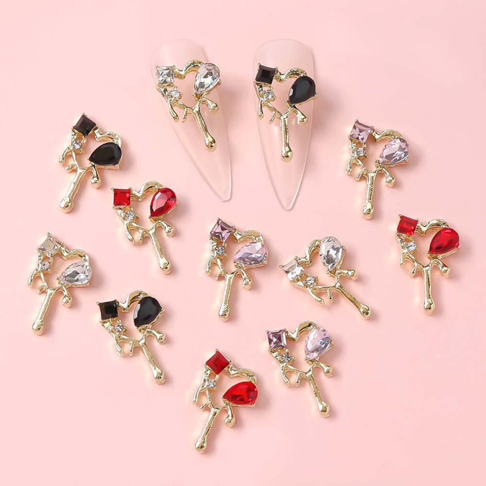 Mxbeauty Bunga Hiasan Kuku Wanita Ins Gaya Cinta Hati Lava Heart Manicure Aksesoris Nail Ornament Nail Jewelry
