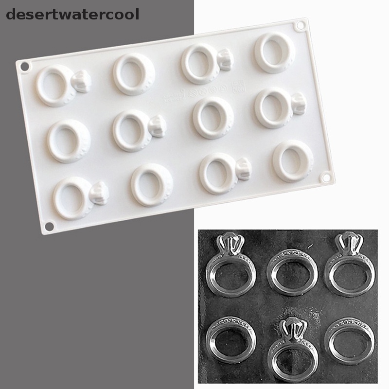 Deid 1Pc 12lubang Berlian Bentuk Cincin Silikon Cetakan Kue DIY Baking Mousse Mould Martijn