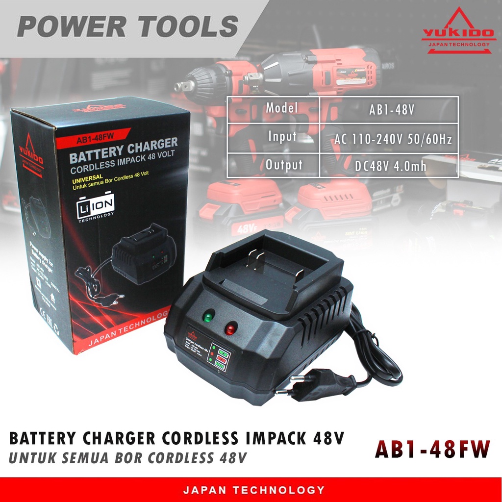 NEW MODEL Promo FAST  Charger Baterai Bor 48V Charge Mesin Bor Portable Batray Cas 12 Volt Universal Cordless Drill Driver