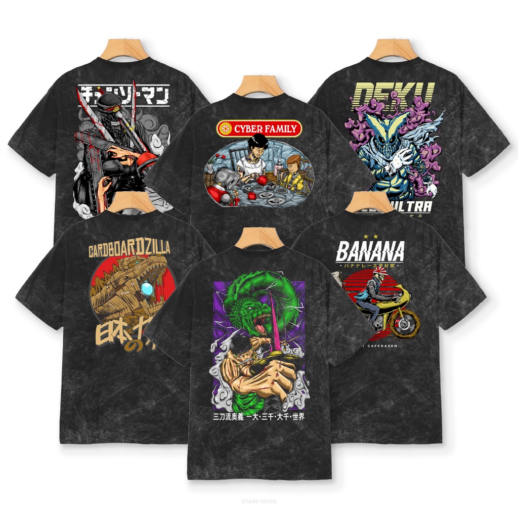 Kaos Distro Snow Wash Lengan Pendek Reguler T-Shirt Bahan Katun Adem Vol 2