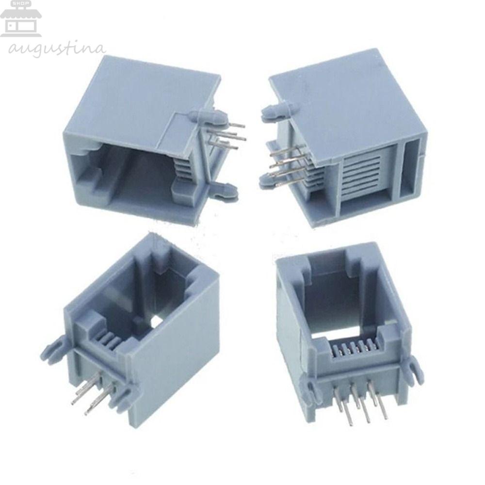 Augustina RJ12 Socket Perlengkapan Telepon 90derajat 6pin Kristal 6p6c Socket RJ11 Terminal Konektor