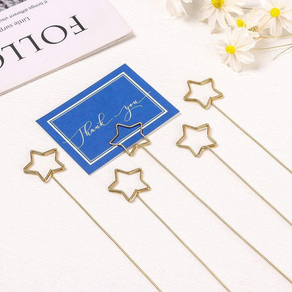 Chookyy 10pcs Floral Pick Card Holder Untuk Dekorasi Pesta Lapis Emas Floral Picks Art Card Holder Foto Gambar Holder Floral Card Holder Picks Foto Klip