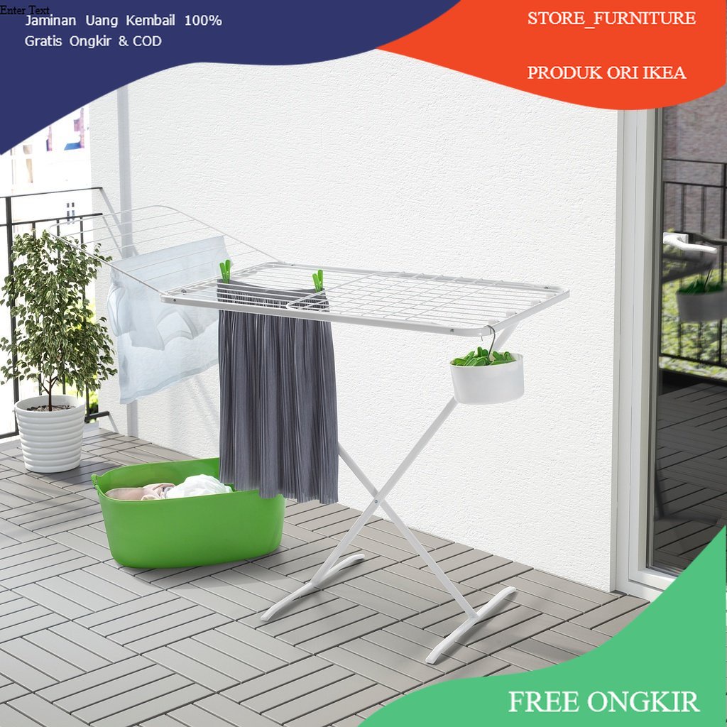 MULIG IKEA Jemuran, dalam/luar ruang, putih, Jemuran Pakaian dan serbaguna