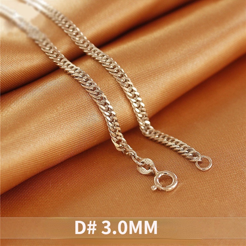 S925 Sterling Silver Kalung Pria Cambuk Rantai Sisi Rantai Liontin Tebal Rantai Hip Hop Fashion INS Perhiasan Hadiah