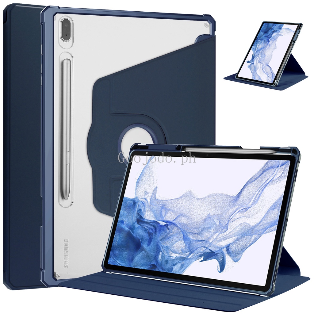 Hybrid Slim Case Untuk Samsung Galaxy Tab S7 FE S8 Plus 12.4 T970 T975 11 S6 Lite 10.4 360 Rotating Smart Cover Dengan Tempat Pensil